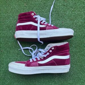 VANS SK8 Hi Beet Red Suede Retro Skateboard Shoes Size 5.5 Men 7 Women